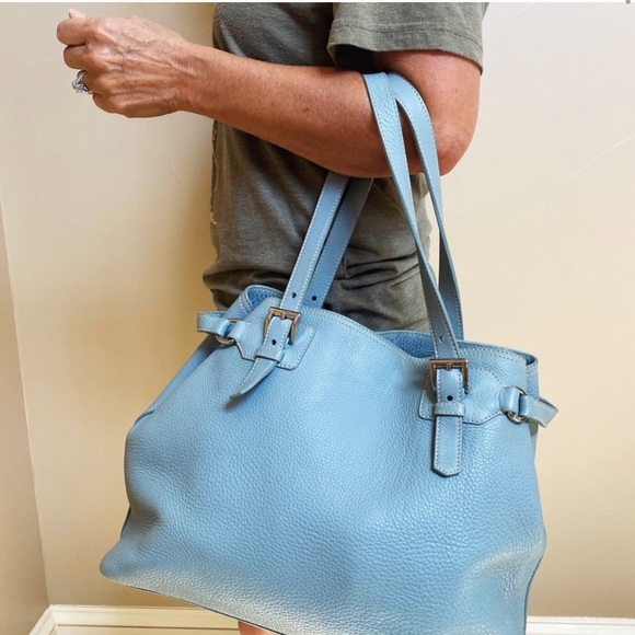 Prada Handbags - Prada Pebbled Leather Shopping Tote Buckle Tote